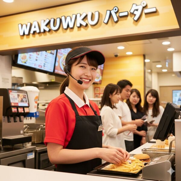 ファーストフードでバイトをする女子大生のイメージ