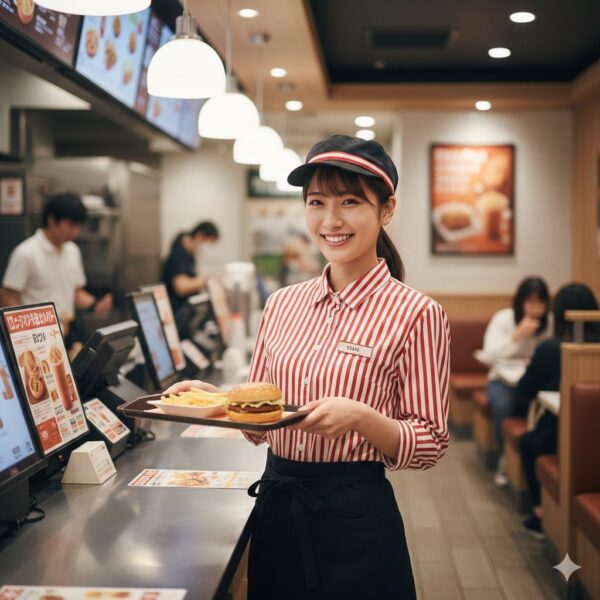 ファーストフードでバイトをする女子大生のイメージ