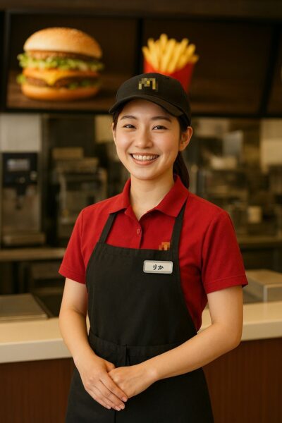 ファーストフードでバイトをする女子大生のイメージ